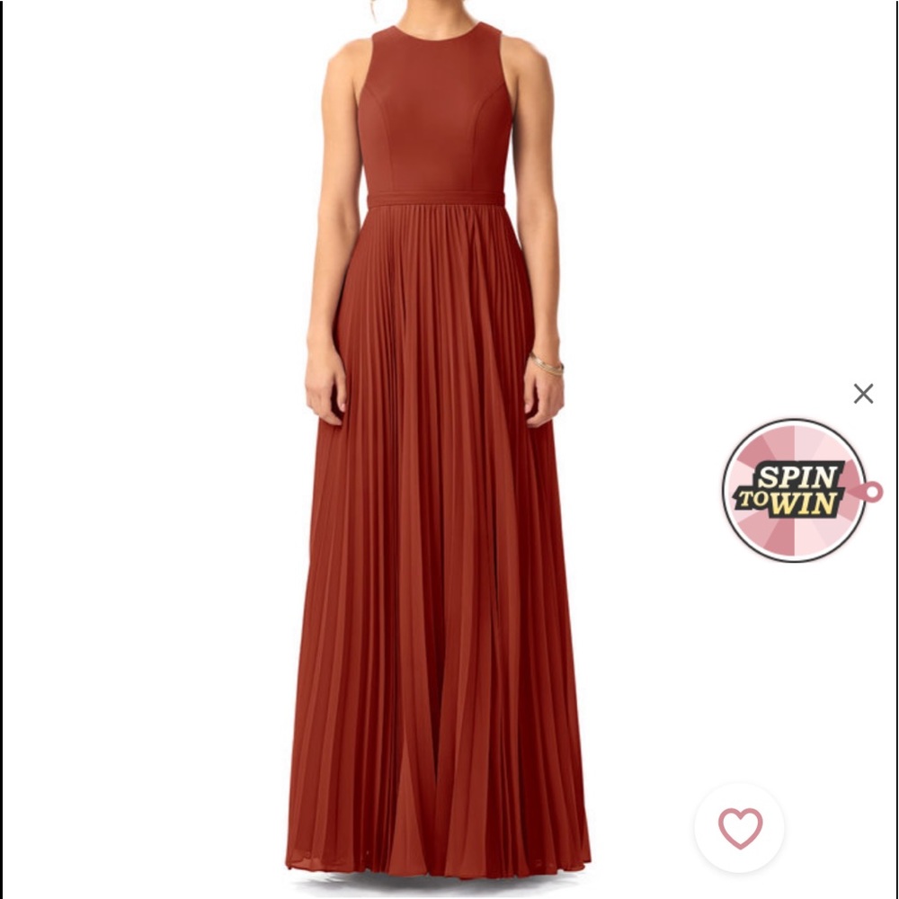 Pleated Rust Azazie Gown